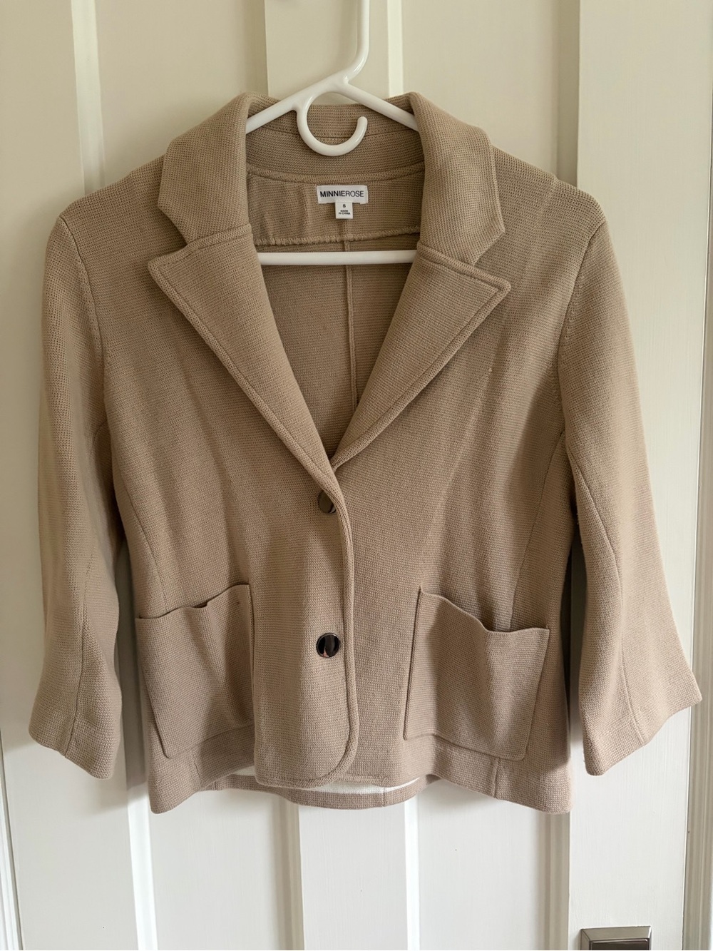 Minnie Rose Tan Knit Blazer Jacket
